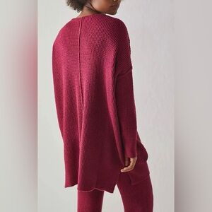 Free People Burgundy  Knit Sweater